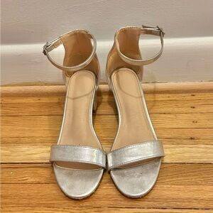 Elegant Silver Ankle Strap Sandals